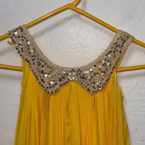 Yellow Sequin Embellished Tank Dress Girls Size 6 Peter Pan Collar - Picture 6 of 6